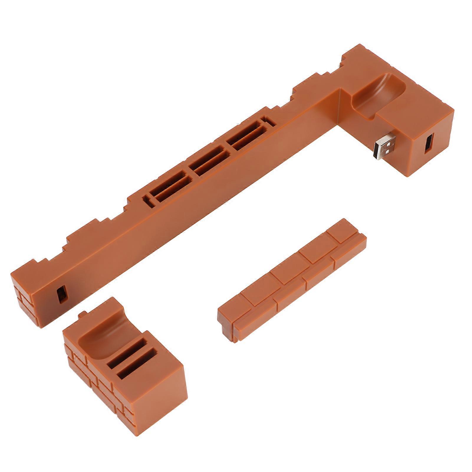 Game Console Charging Station 4 Slots Charger Base with 8 Card Storage for JoyCon Handle Brown