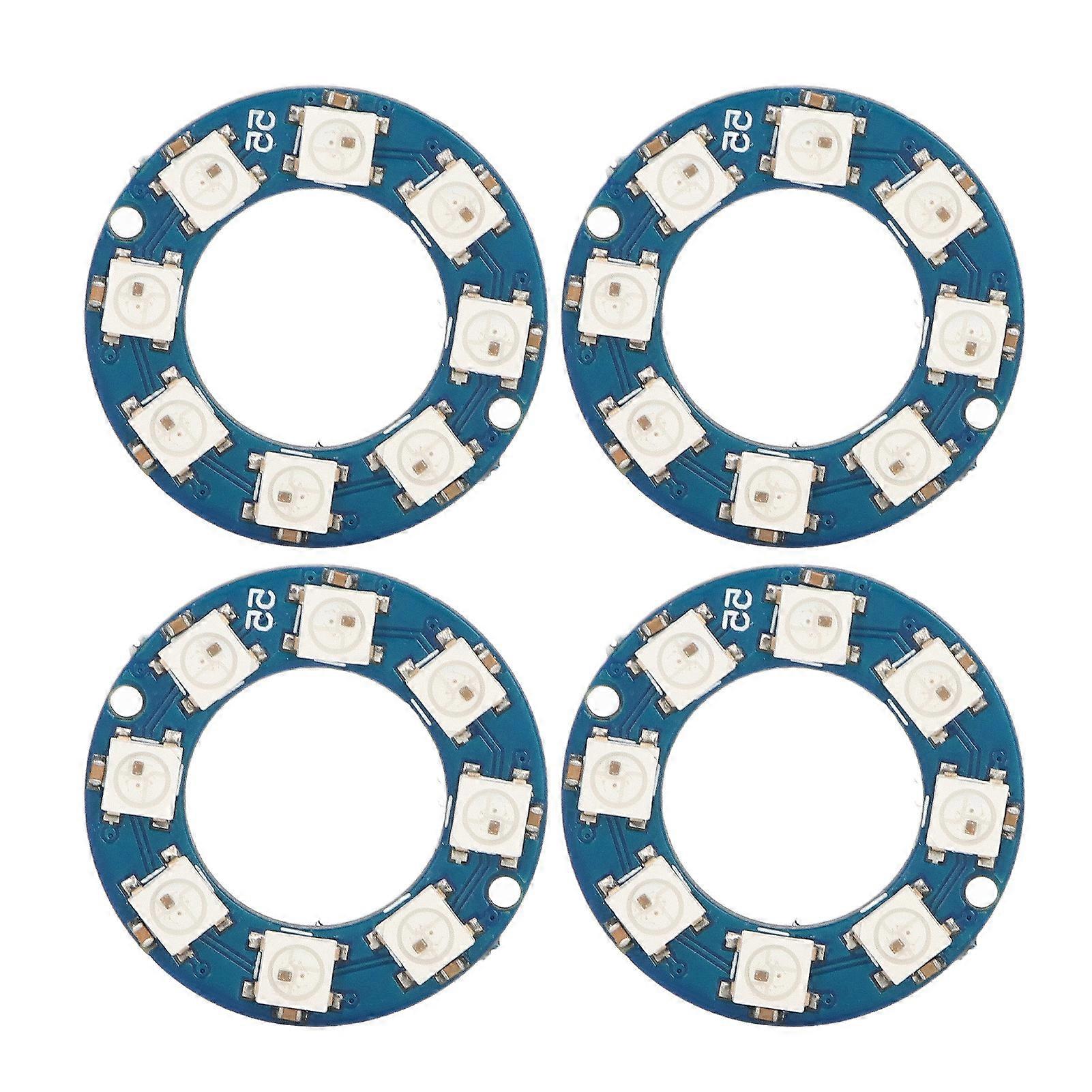 4 Pack Full Color RGB LED Light Ring, 8 LEDs WS2812 5050 Chip for Decoration