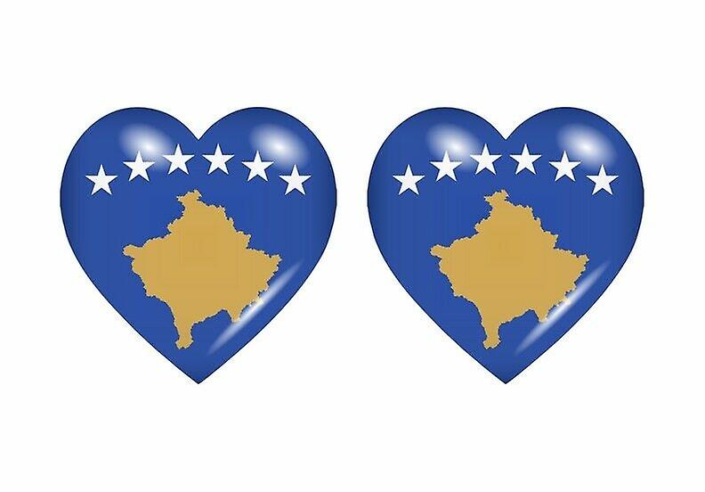 2x Stick sticker flag heart kosovo RKS