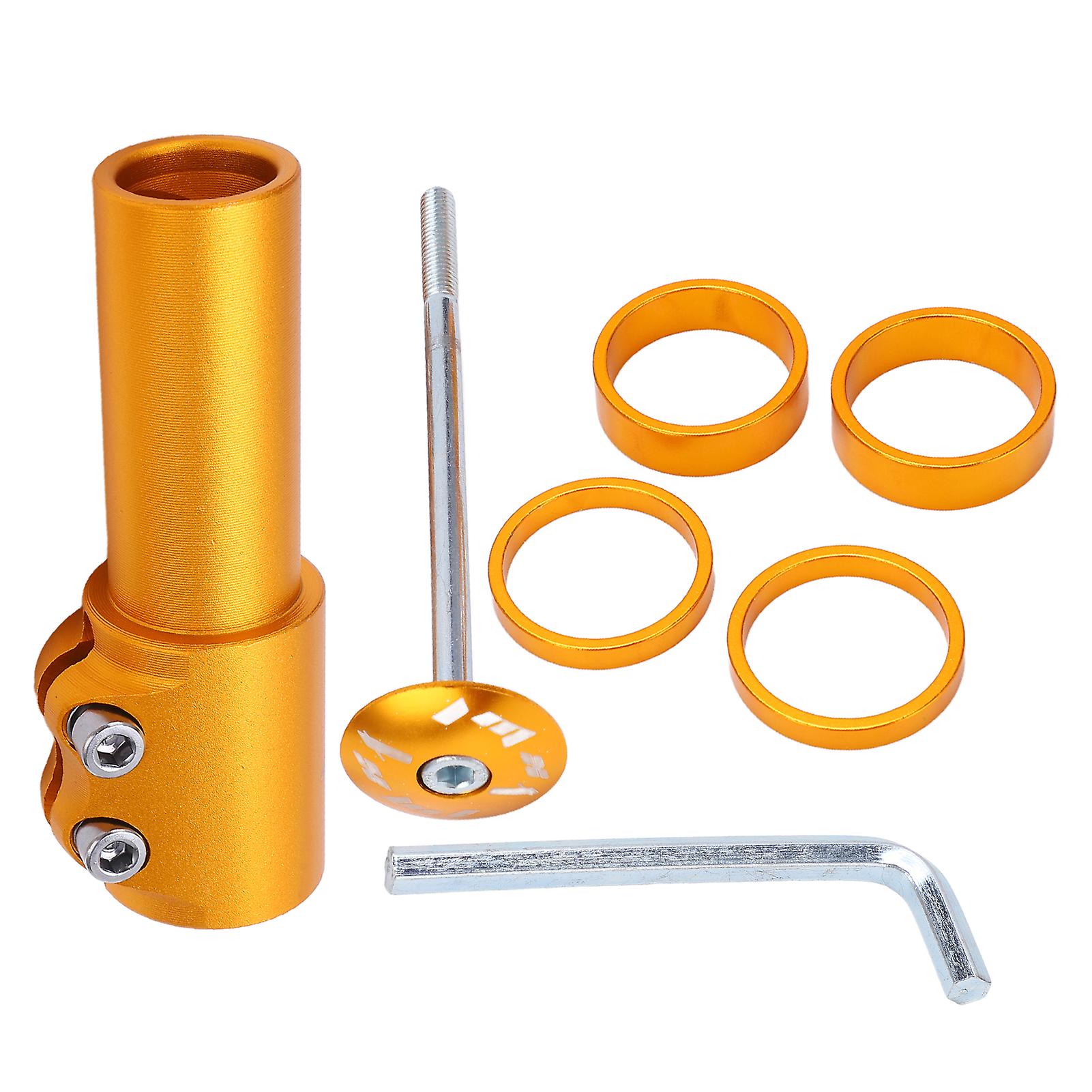 Mountain Bicycle Stem Riser Extension Aluminum Alloy Bicycle Front Fork Tubes Extender for Mountain Road BicycleYellow