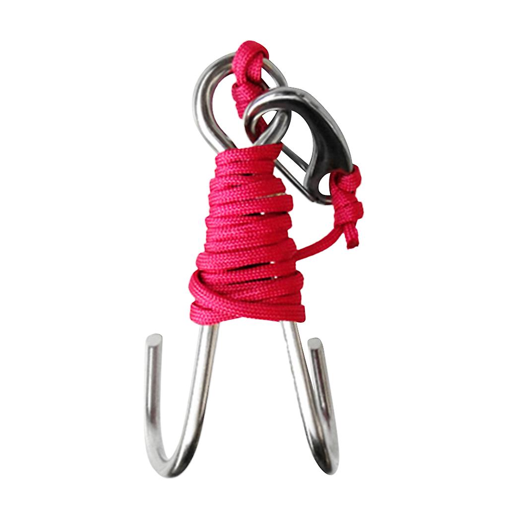 Scuba Diving Double Dual 316 Ανοξείδωτο Ατσάλι Reef Hook με Line Rose Red