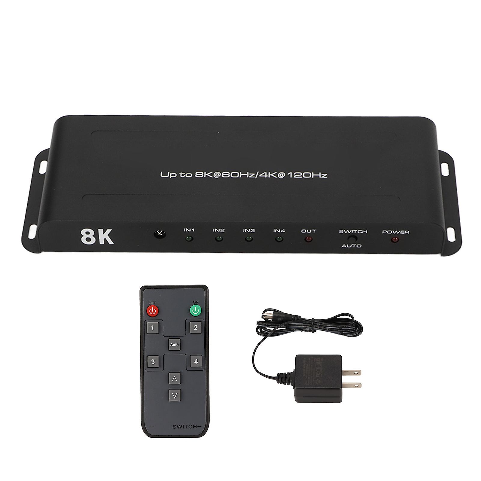 8K 60Hz 4K 120Hz HDR HDMI Switcher - 4 Port, ARC, Dolby, VRR, US Plug Compatible