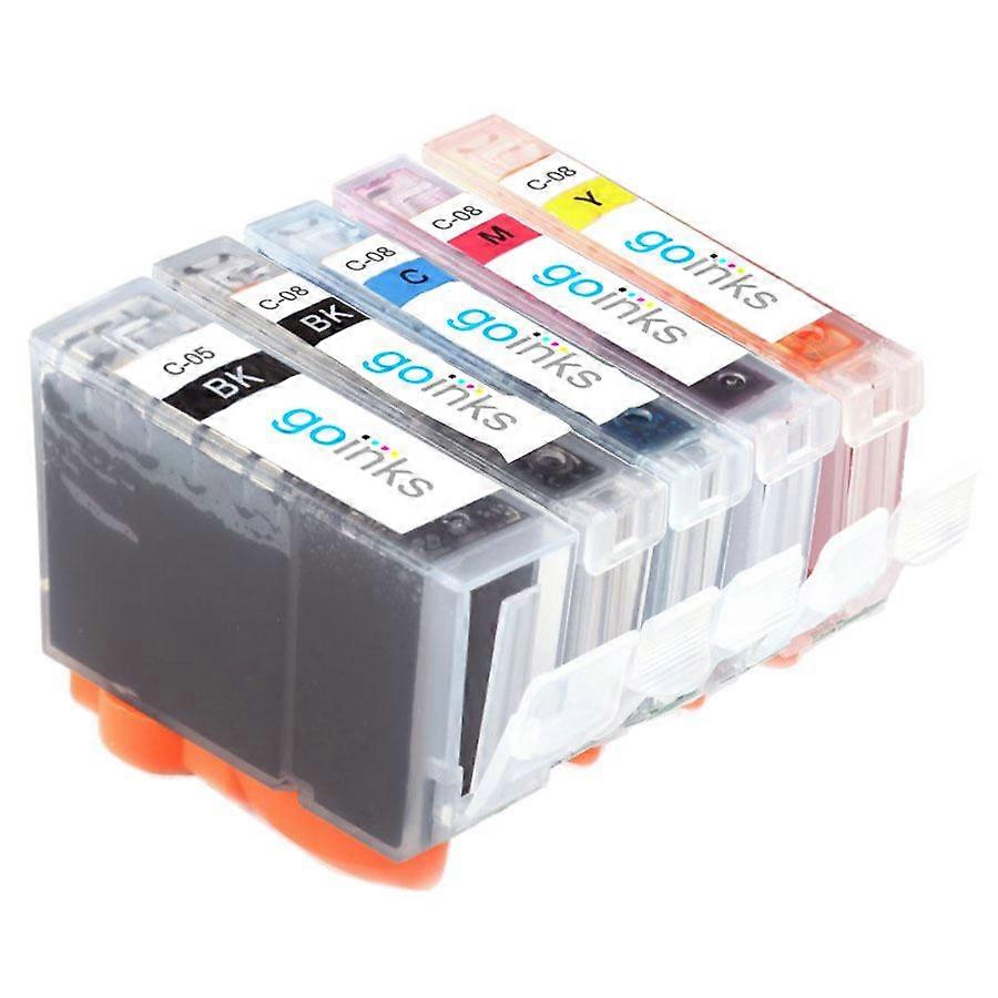 Go Inks Compatible PGI-5 & CLI-8 Ink Cartridge Set, 5 Pack, Black/Cyan/Magenta/Yellow for Canon Pixma Printers