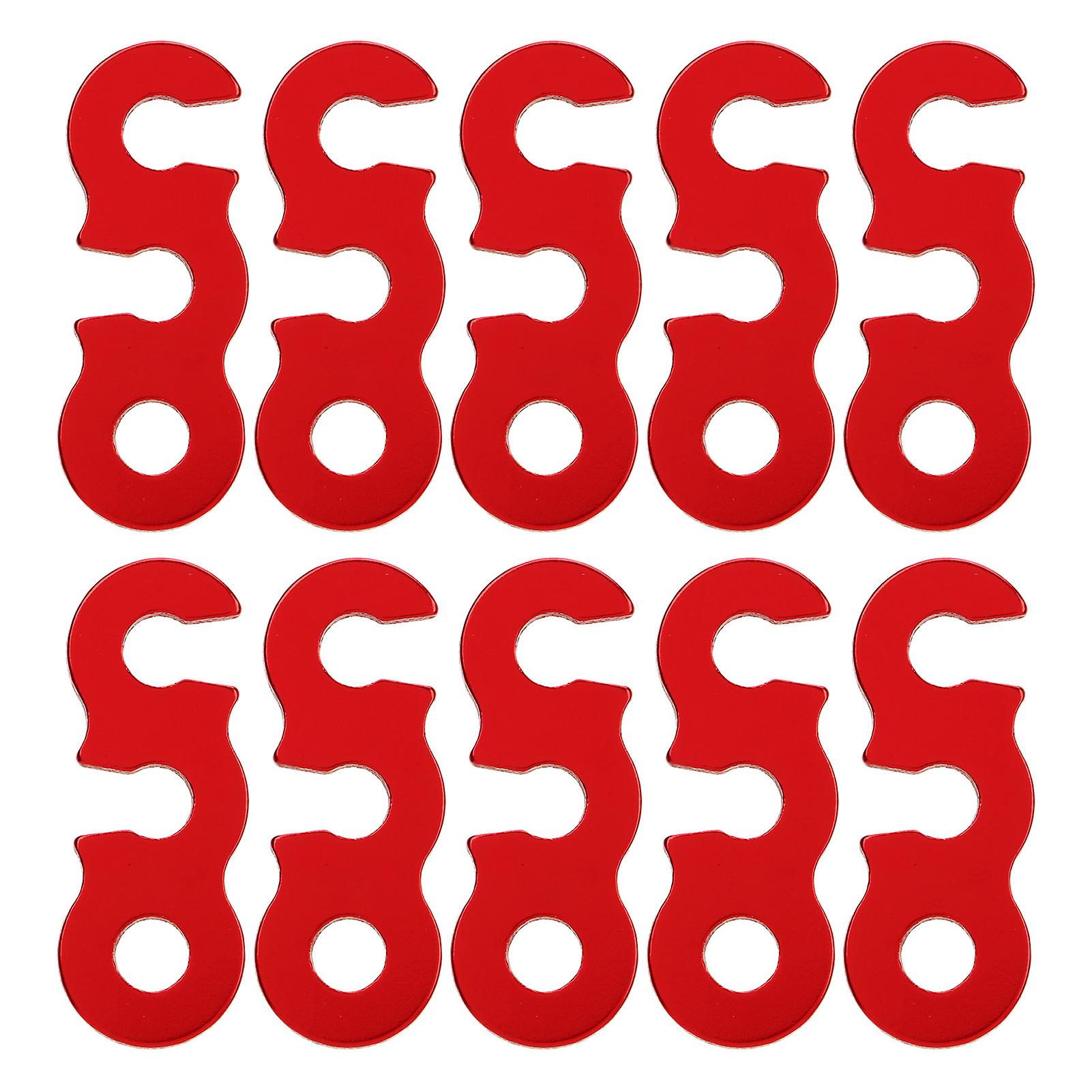 10PCS Aluminium Alloy Rope Tensioner Cord Adjuster for Tent Camping Hiking, Easy Operation Stable Fixation Red Accessory