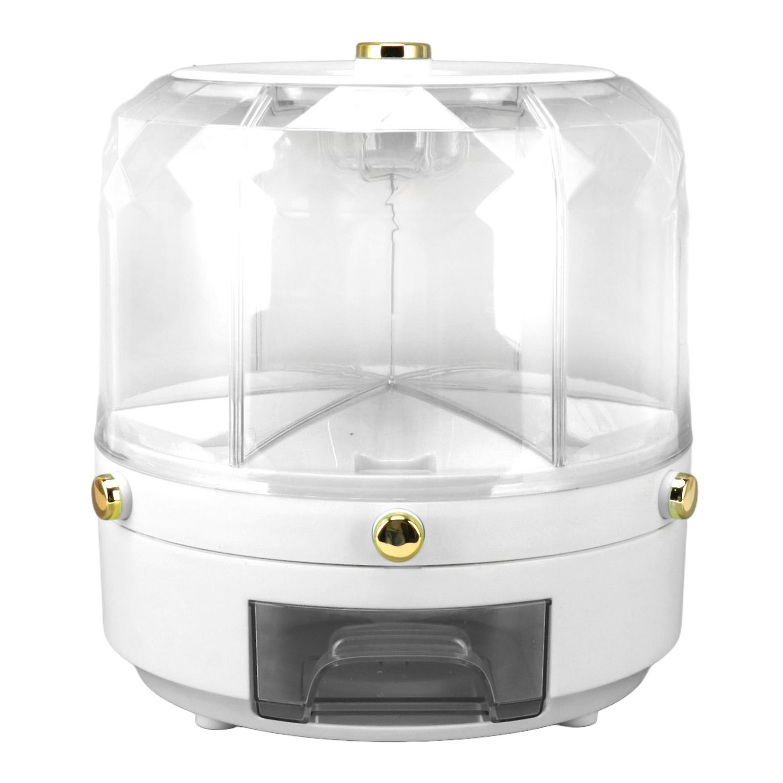 Rotating Grain Storage Box, Rice Dispenser, White