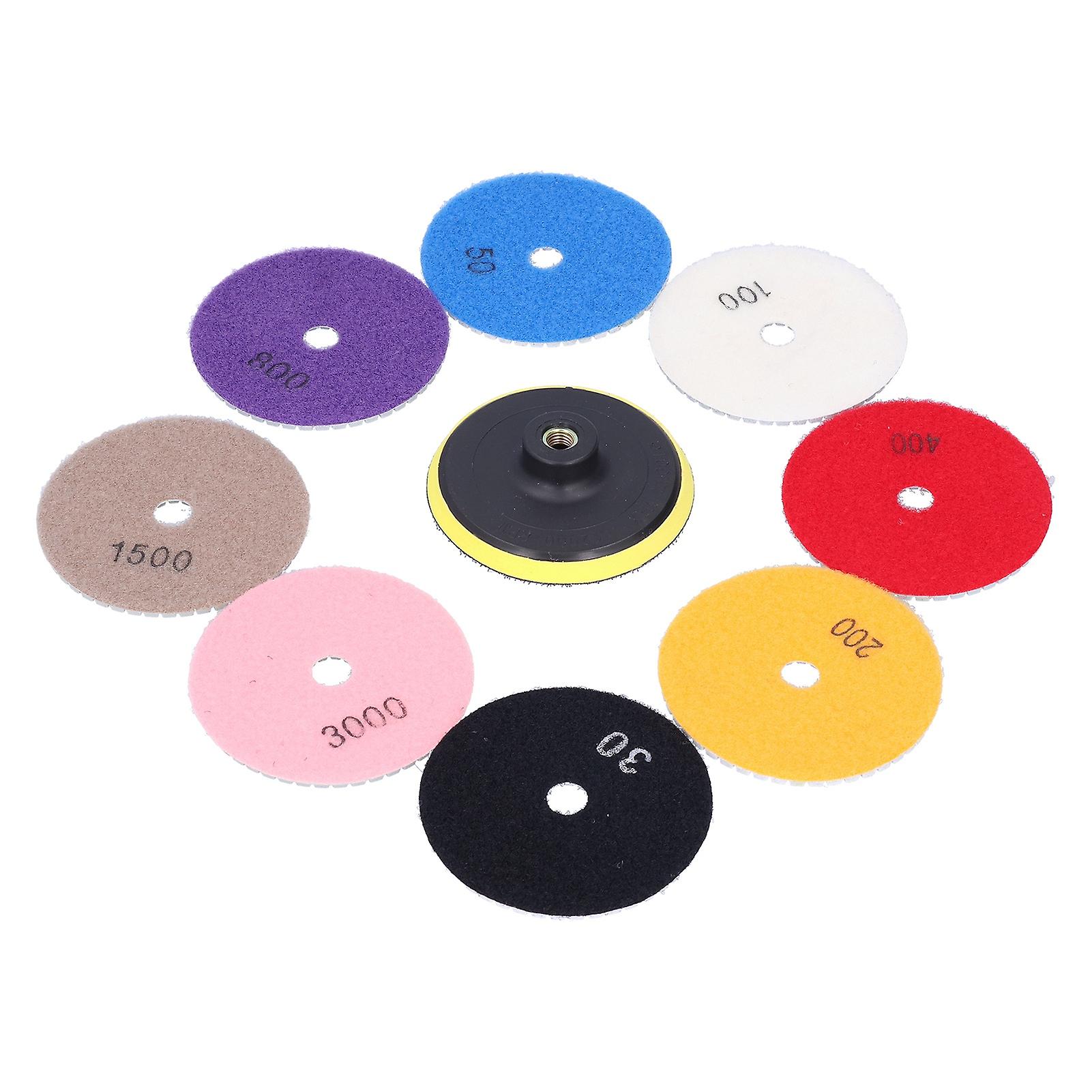9Pcs Diamond Polishing Pad Set 100mm for Stone & Ceramic
