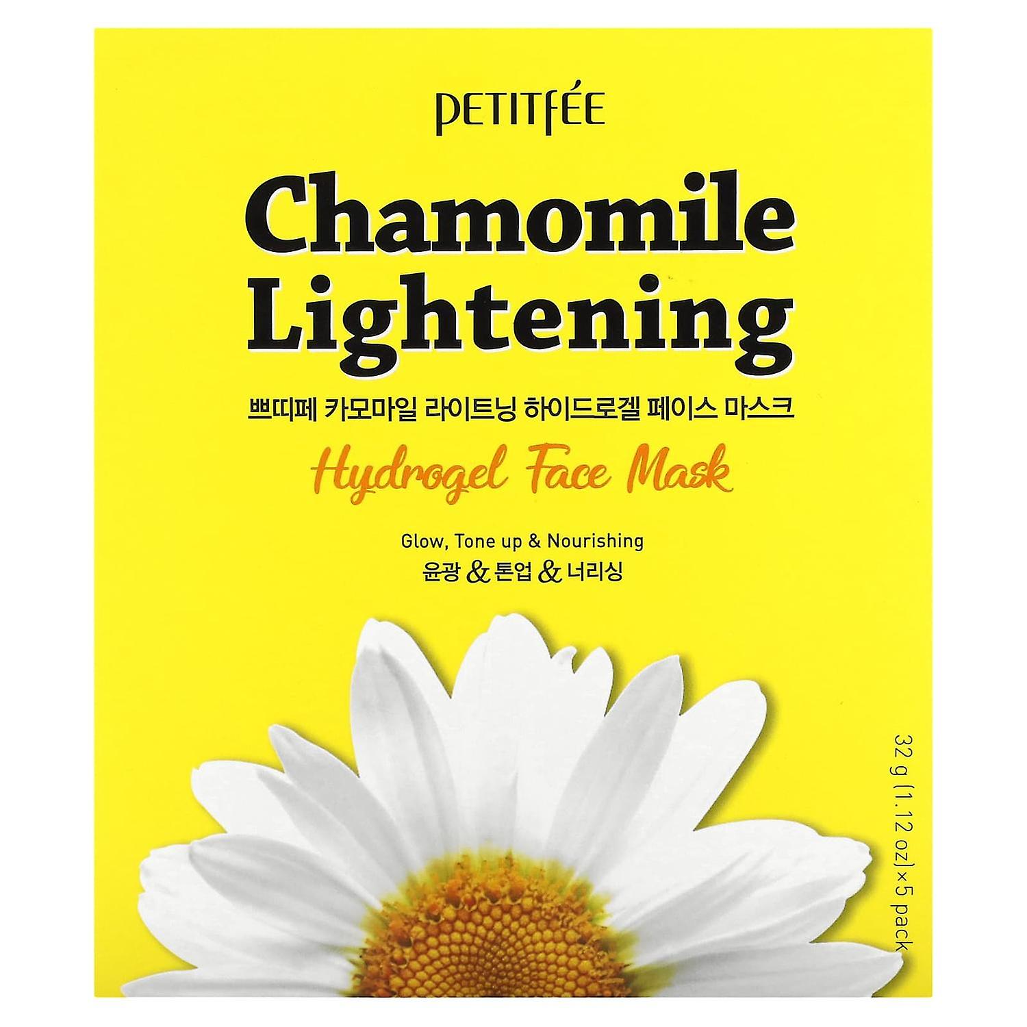 Petitfee, Chamomile Lightening, Hydrogel Face Mask, 5 Sheets, 1.12 oz (32 g) Each