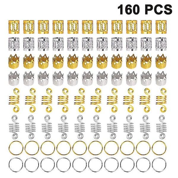 160-Piece Assorted Metal Hair Cuff Receiving Circle Ring Coil Set