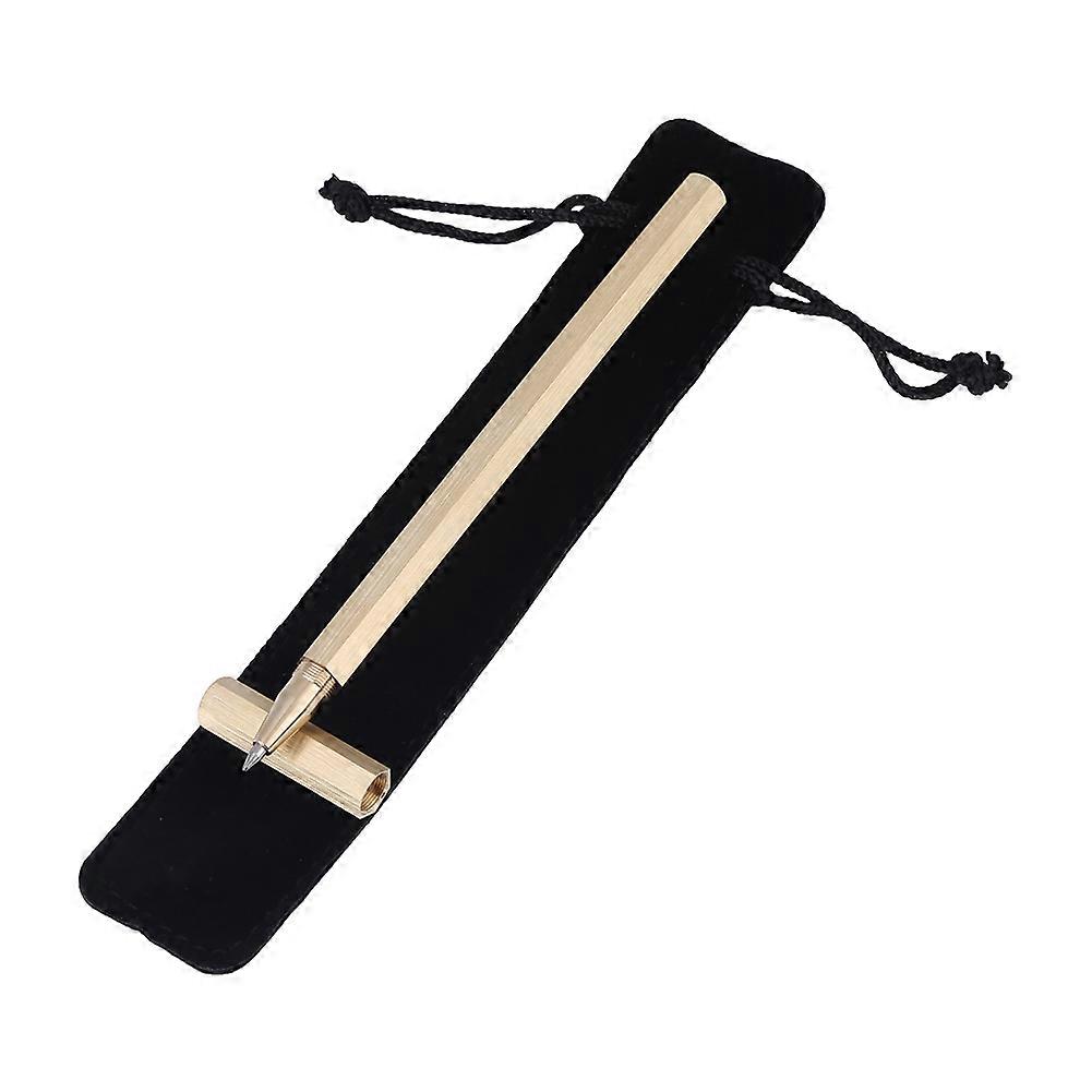 Handmade Brass Prismatic Anti-Roll Hexagonal Ballpoint Pen with Pen Case