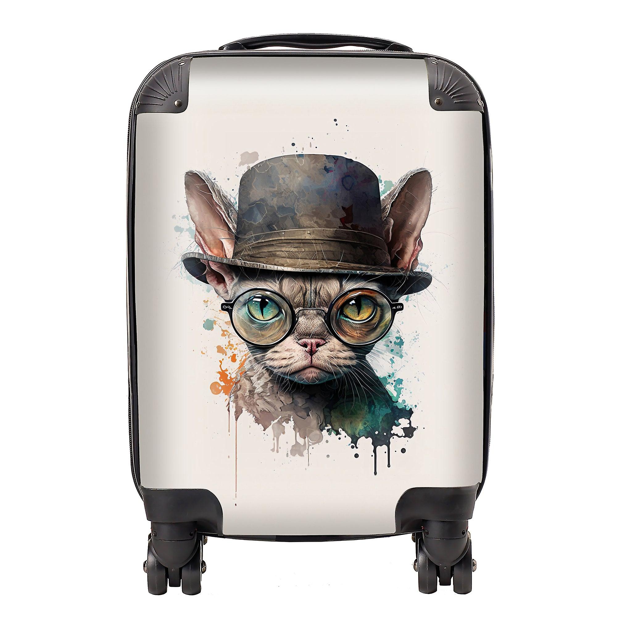 Devon Rex Cat With Glasses Splashart Suitcase