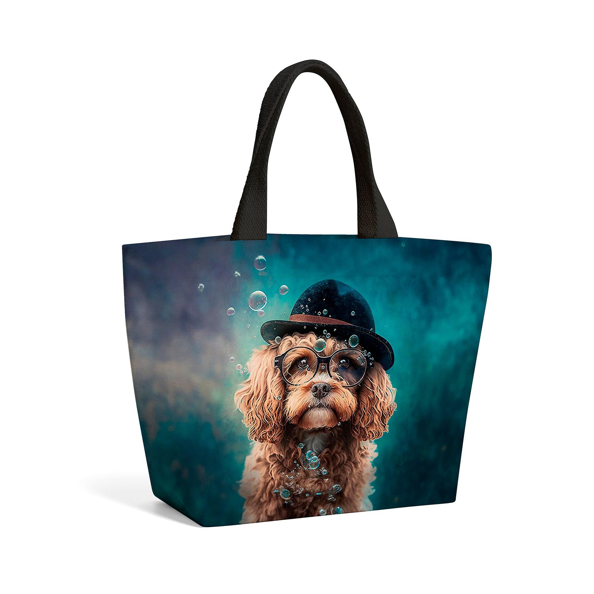 Cavapoo Dog Splashart Beach Shopper Tote Bag