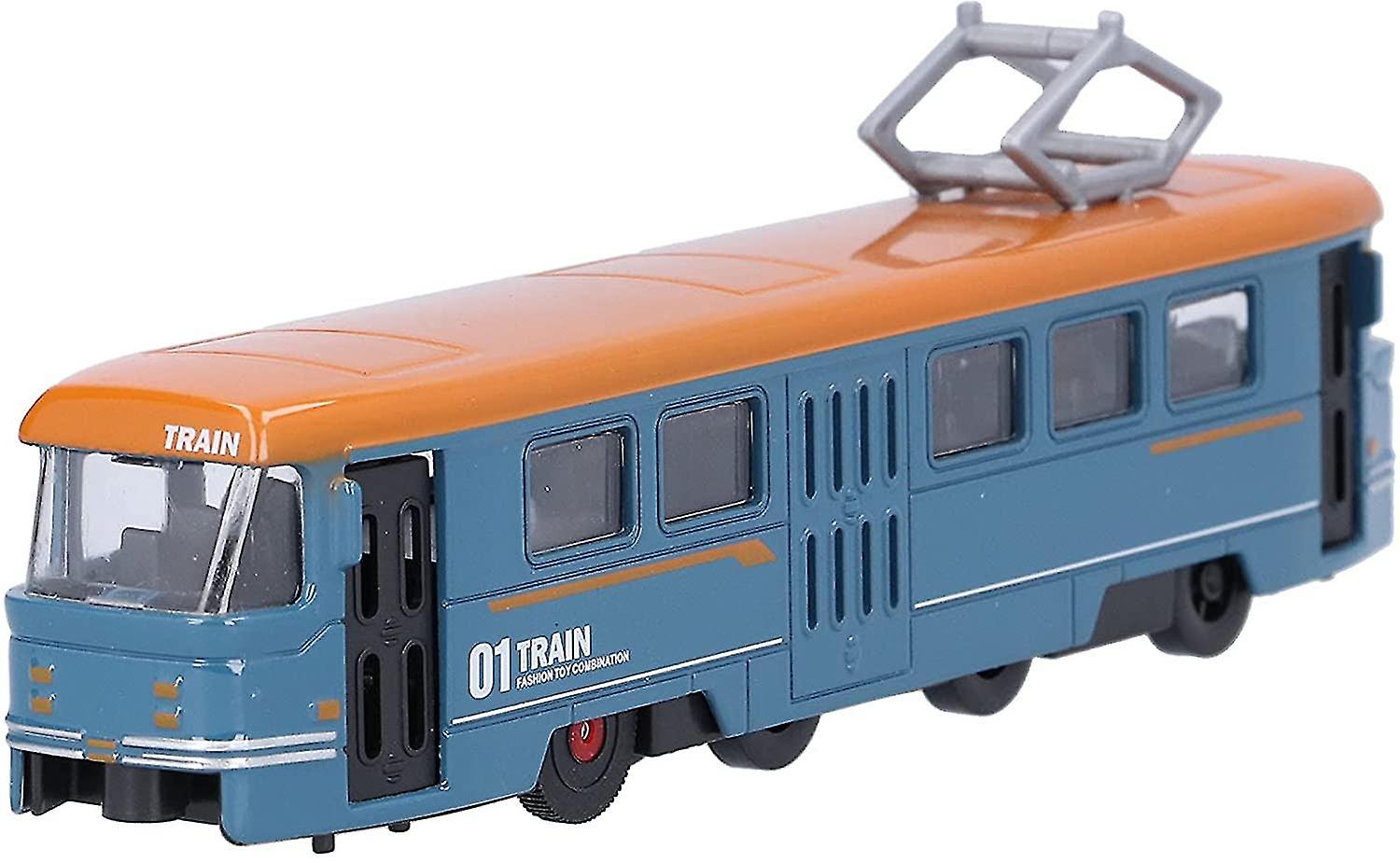 Alloy Trolley Bus Toy, High Simulation Alloy Trains Model Car Toy Pullback Vehicle Collection For Kids Boys Girls(blue)