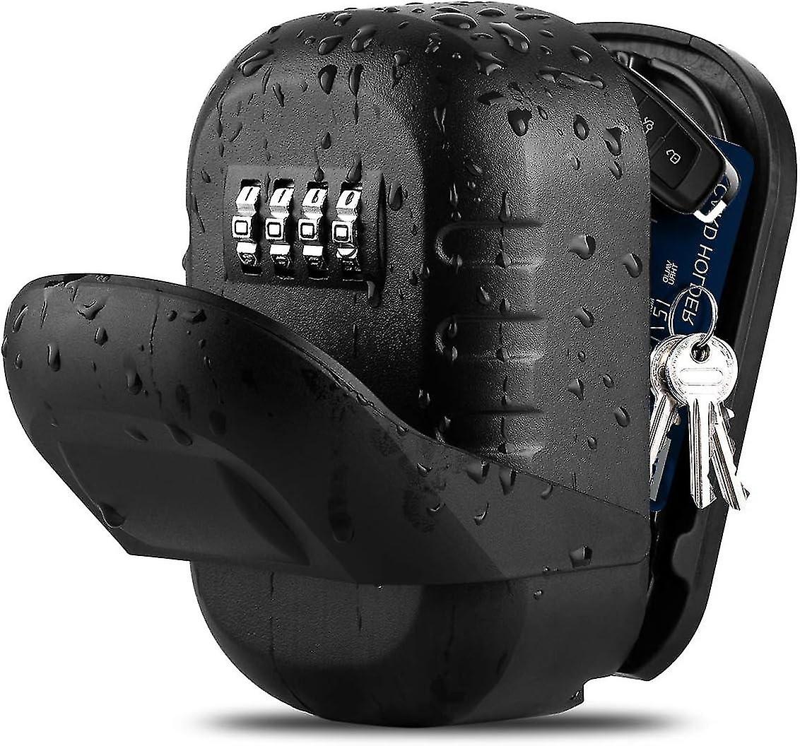 (Black)Safe Key Box, Large Indoor Outdoor Wall Mounted Key Box, Key Safe Box with 4 Digit Numeric Co