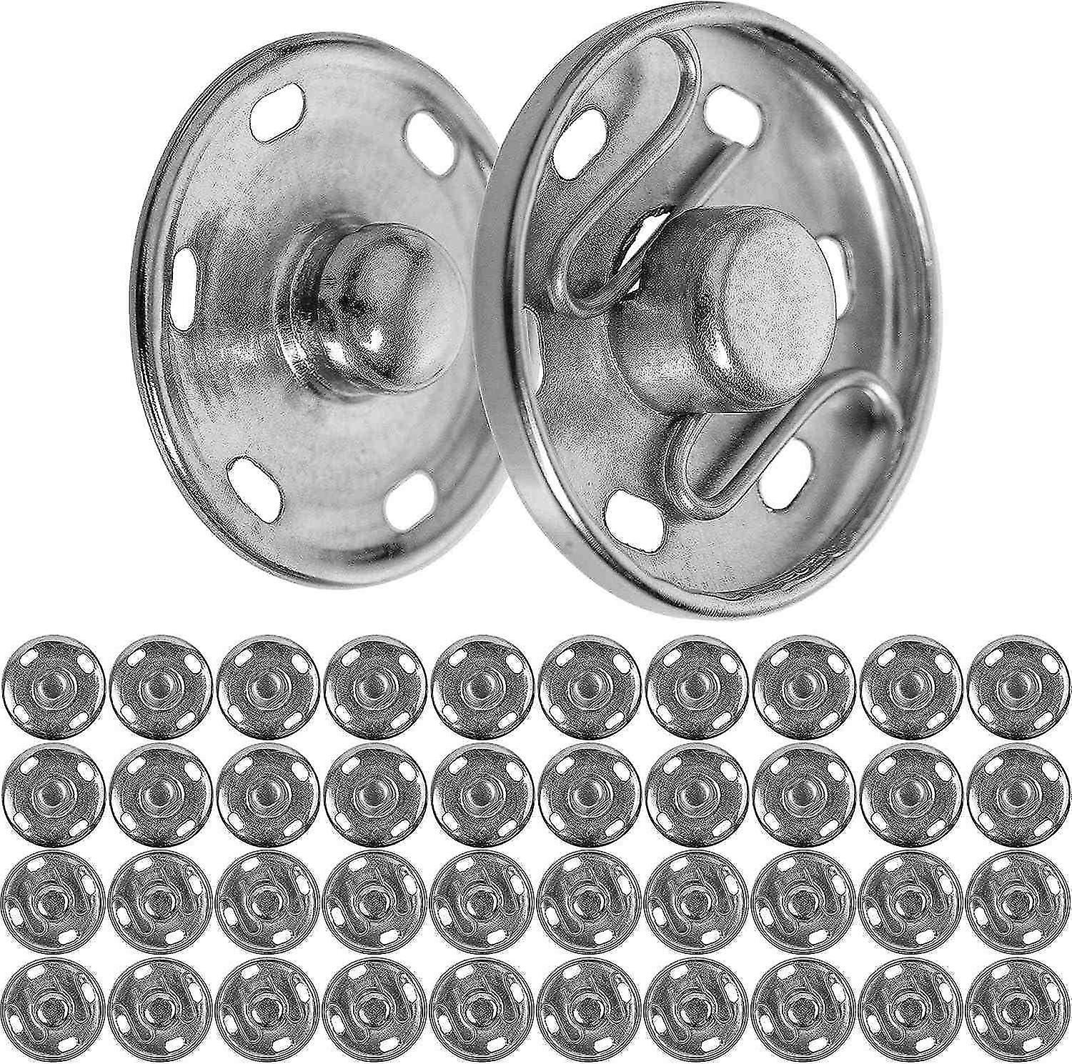 ترصيع مكبس الخياطة, Ø 12 مم, 20 زوجا من الفضة, مشابك للملابس والمنسوجات, معدن ستانلس لس