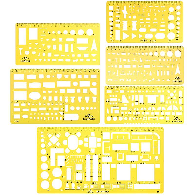 6pcs Drawing Template Rulers