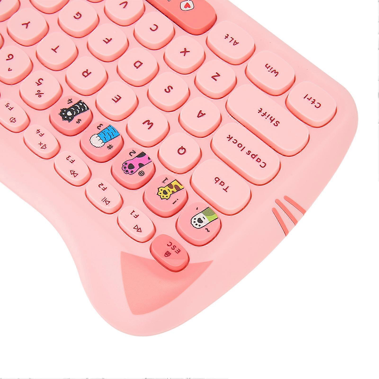 Ensemble clavier et souris sans fil 2,4 GHz, 110 touches rondes, couleur contrastée, pour filles, bureau, école