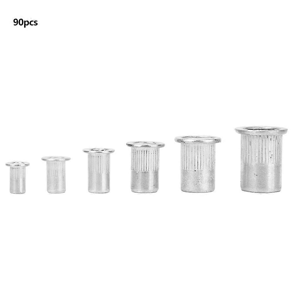 90Pcs Aluminum Rivet Nut Flat Head Threaded Insert Fasteners for Manufacturing Industries