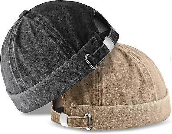 2 Pieces Brimless Hats for Men Adjustable Docker Hat