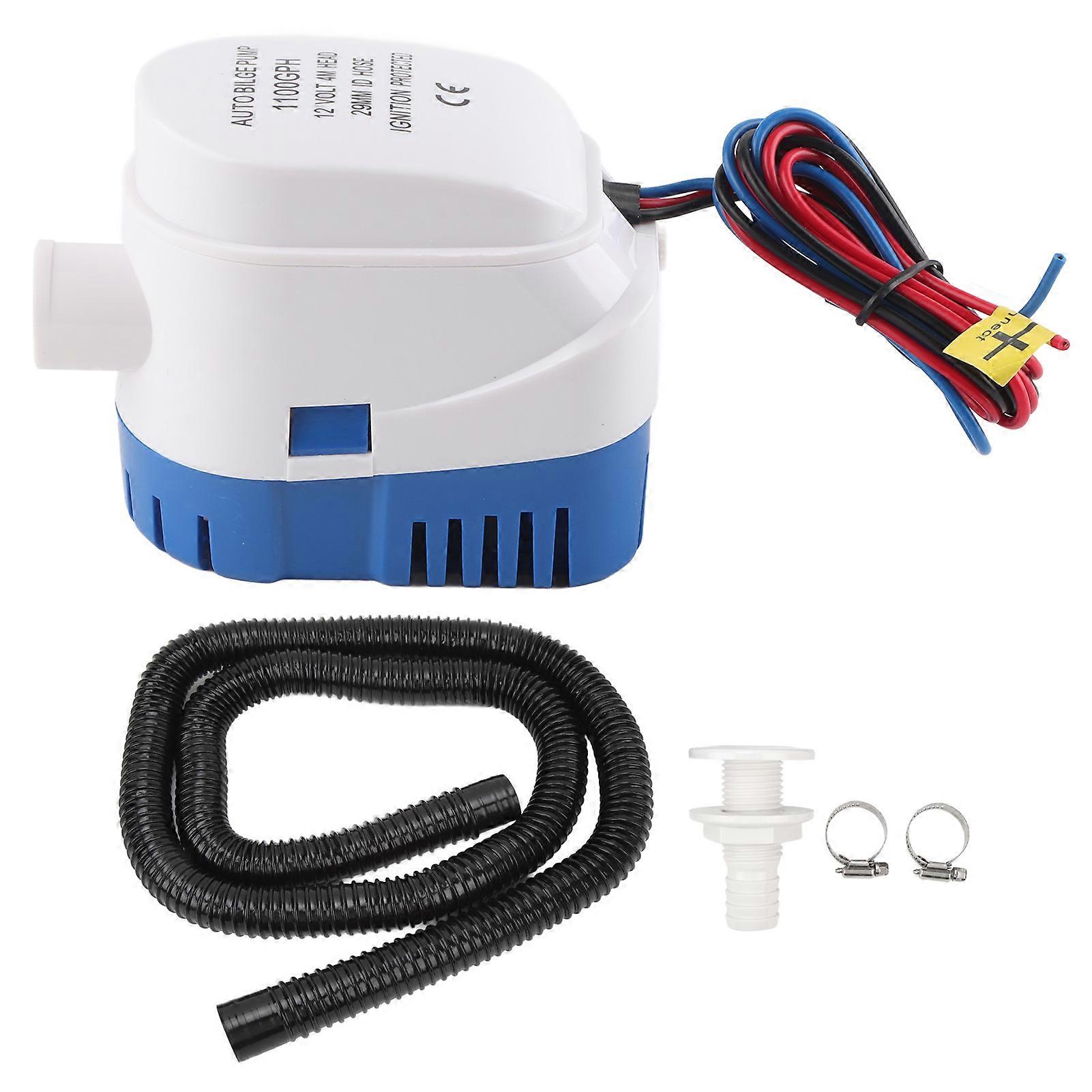 Boat Bilge Pump and Installation Kit DC12V 1100gph Bilge Pump with 11/8 Outlet Hose for RV Yachet E2U611
