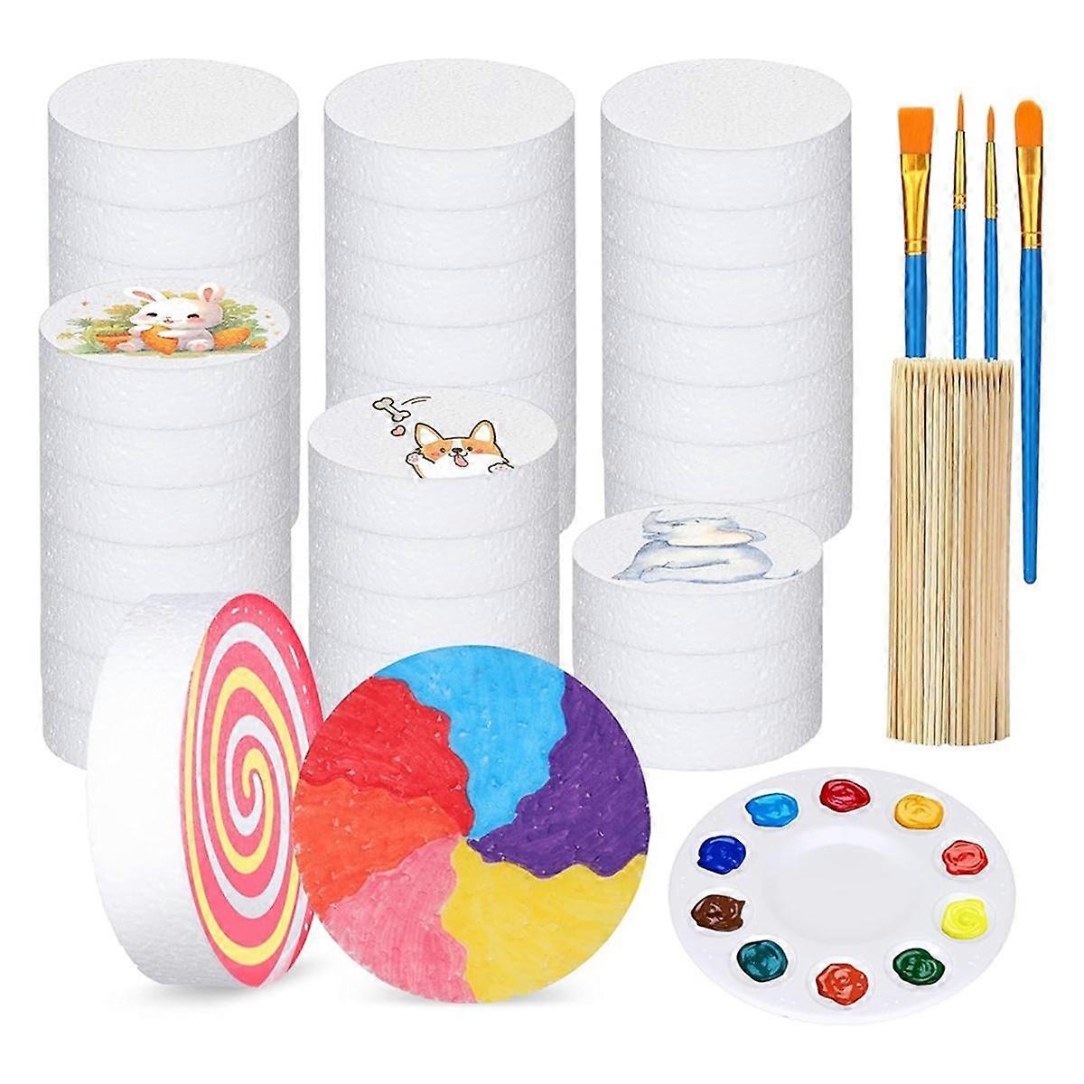 4 Inch Foam and StyrofoamDiscs,Foam Circles for Crafts and Cake Dummy,Round Foam Circles for DIY and Foam Discs