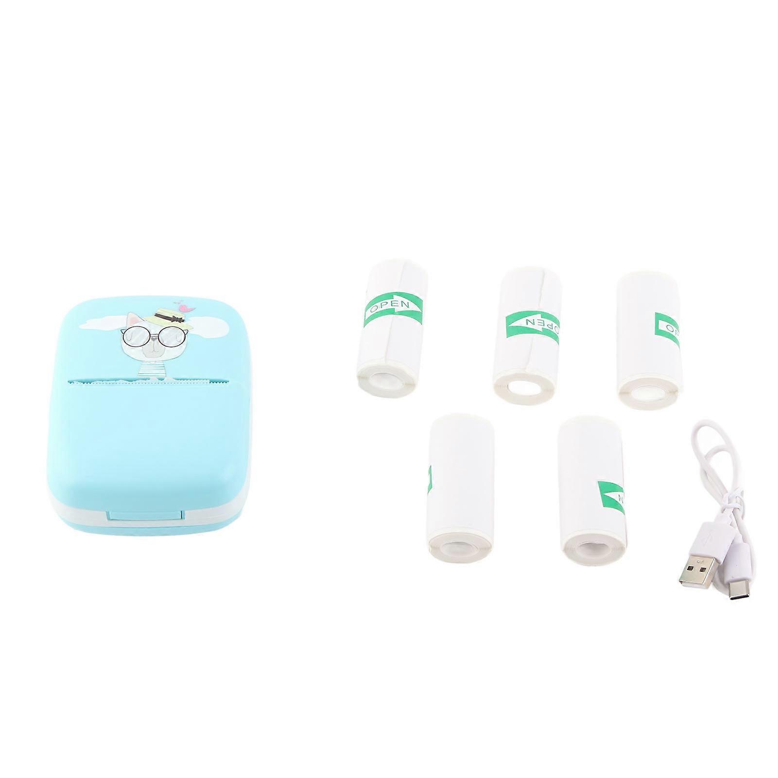 Pocket Thermal Printer Mini Hd Bluetooth Inkless Pocket Phone Printer For Students Blue