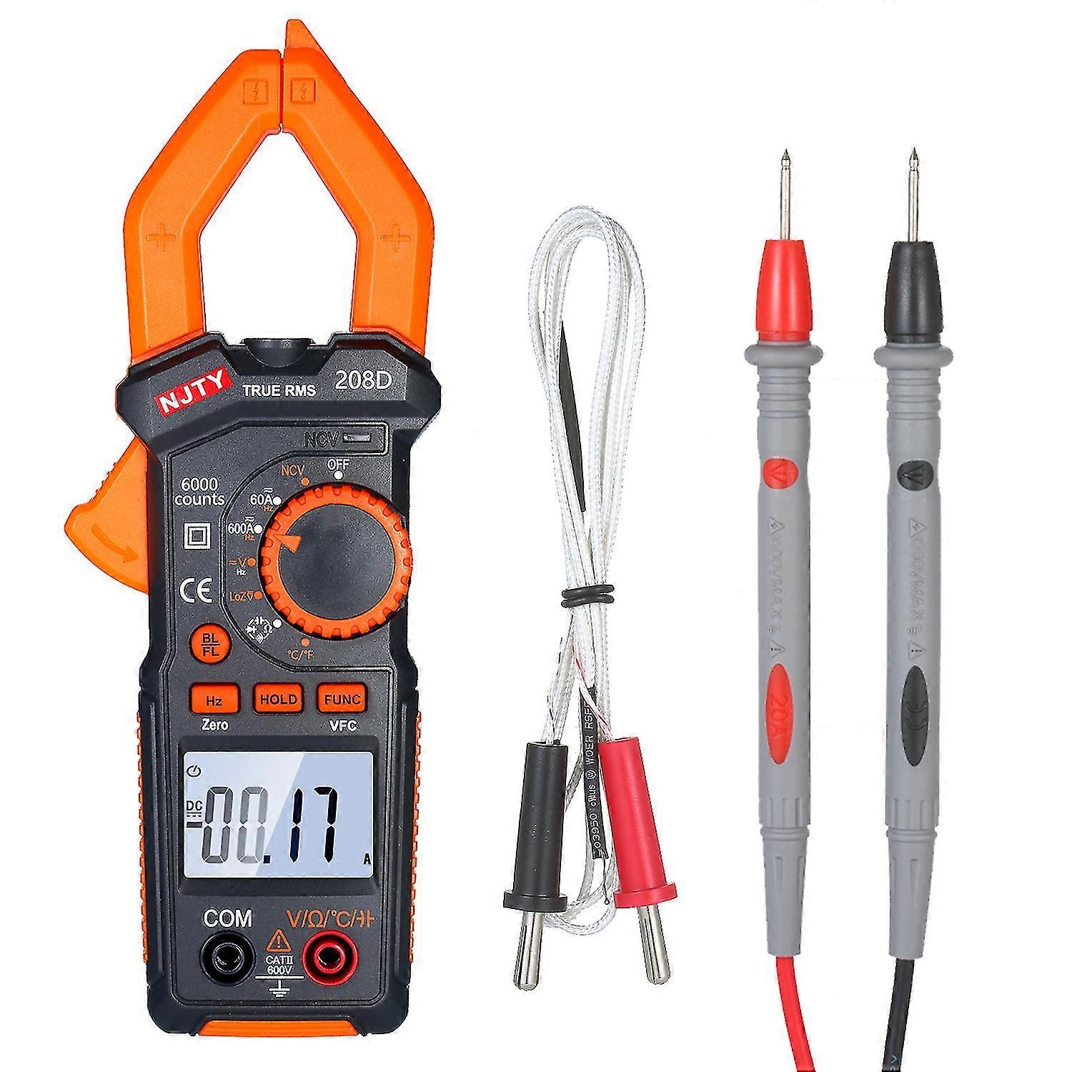 600a Ac/dc Digital Clamp Meter With Temperature Auto Ranging Multimeter With Audible Continuity Beep True-rms Clamp Meter With Diode/ncv/voltage/curre