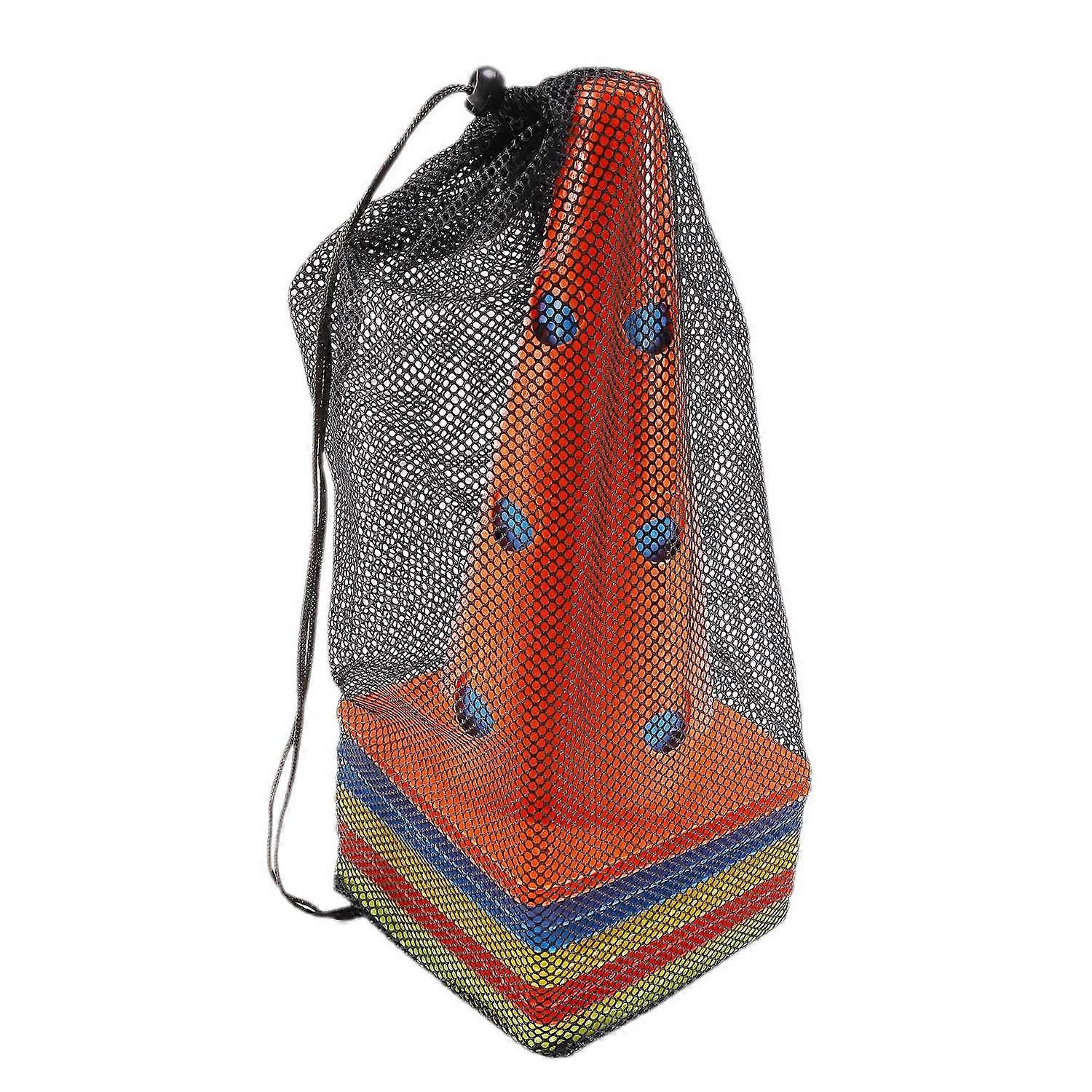 12 Inch Color Perforated Plastic Cone 10 Pack Set - Football, Football, Basketball, Agile Drill Training Venue Mark with Storage Bag