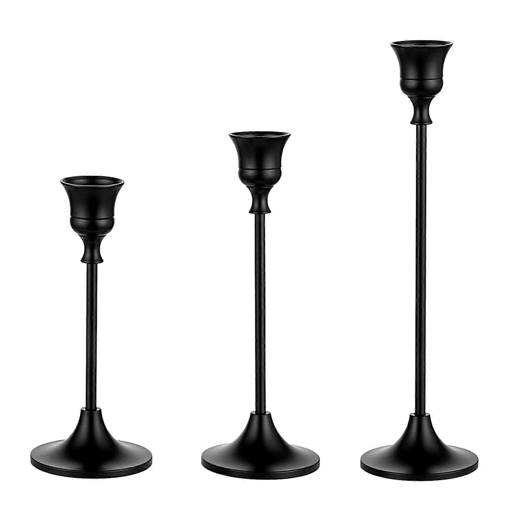 Taper Candle Holders Black Candlestick Set of 3 Candle Stick Long Holder for Fireplace Dining Table