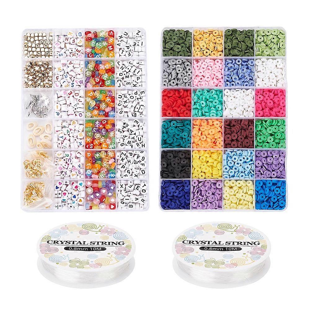 1set DIY Terracotta and Alphabet Beads Jewelry Making Heart Geometry Acrylic Beads 18Pcs 9Styles