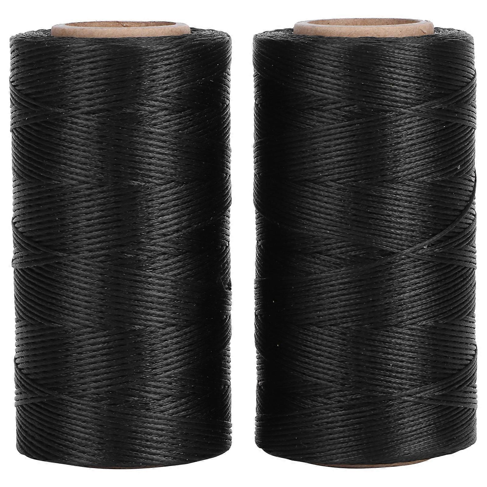 2 Rolls Waxed Thread Leather Sewing Stitching String Accessories DIY Handicraft Black
