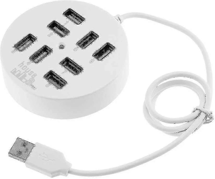8-port Box Multi-data Transmission Usb 2.0 Hub Round Multi-port Distributor Adapter (white)