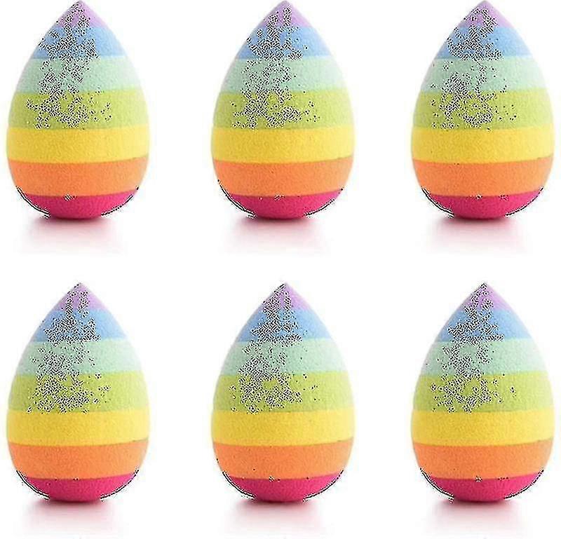 6 Pcs Rainbow Foundation Sponge Puff