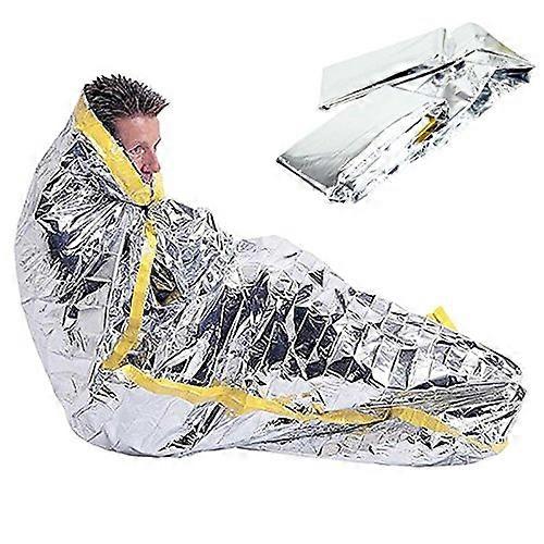 Reusable Emergency Sleeping Bag, Portable Outdoor Waterproof Camping Survival Bag with Silver Foil for Travelling