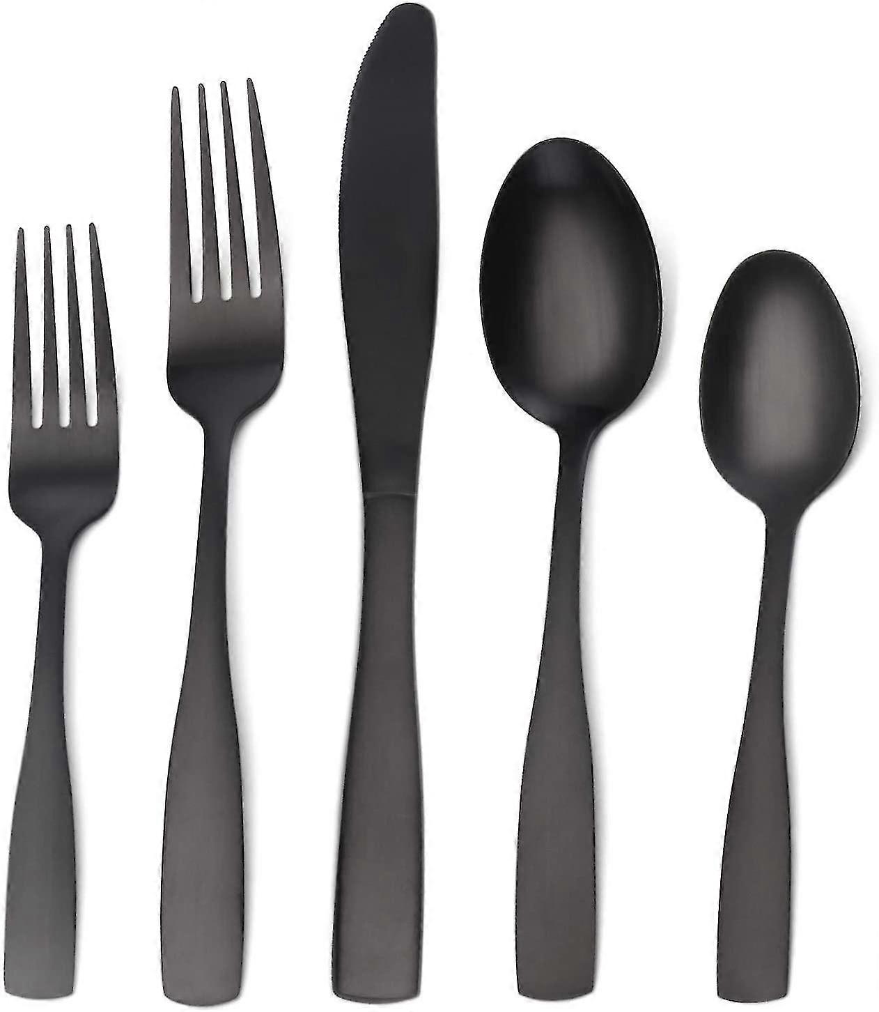 Matte Black Silverware Set For Home