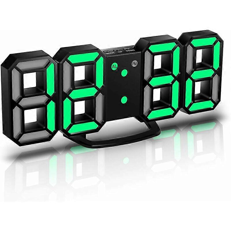 3D LED Digital Alarm Clock, Wall Clock, Digital Clock, 3D LED Alarm Clock with 3 Adjustable Brightness Levels Dimmable Night Light Snooze Function,21.