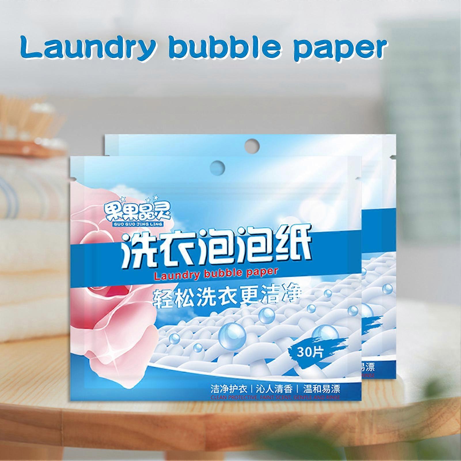 30Pcs Laundry Sheet Dissolves Easily Easy to Use Cream Eco-stripes Washing Detergent Paper Household Supplies KAESI