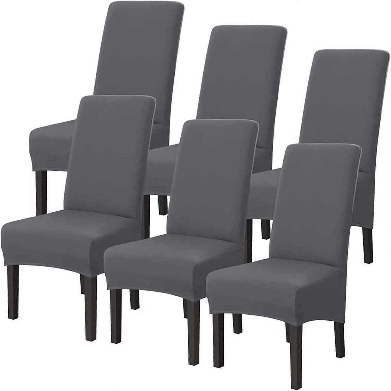 Shindat Sedia da pranzo Slipcovers Large Size Stretch Set di 6 grigio, Slipcovers per sedia con schienale alto Coperture per sedia moderna Matrimon...