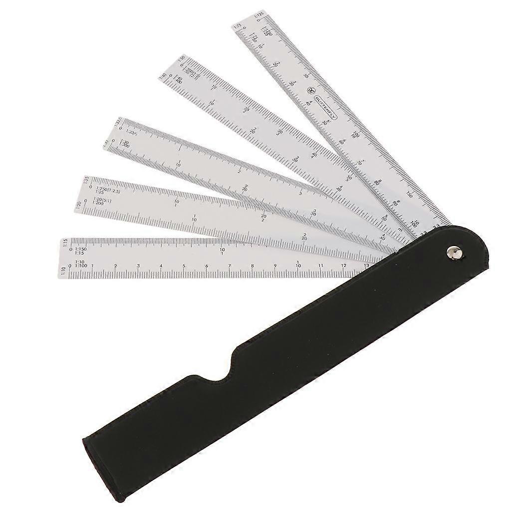 5 Folding Fan Shape Architects Scale Ruler For Graphics Multi Ratio Scale