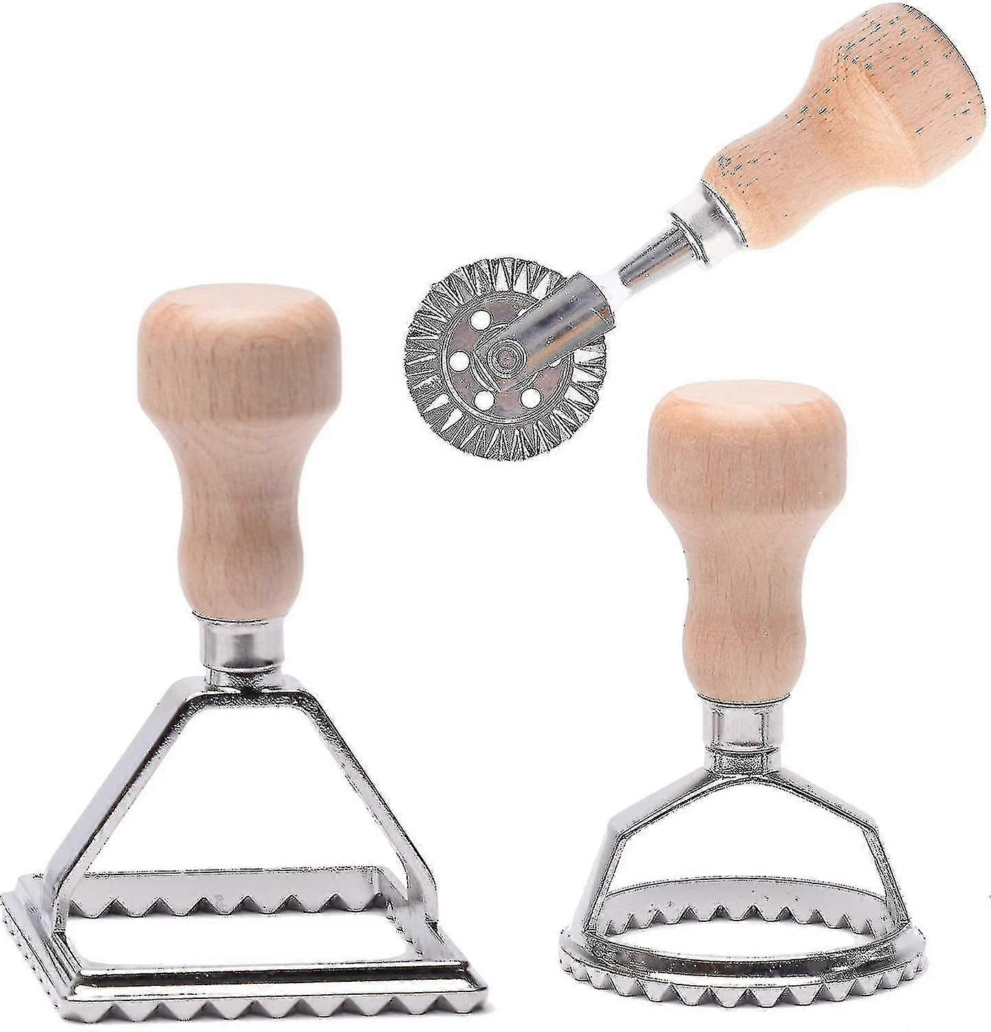 Ravioli Mold, Ravioli Cutter With Wooden And Rim Utensils For Kitchen Accessories - Set Of 3