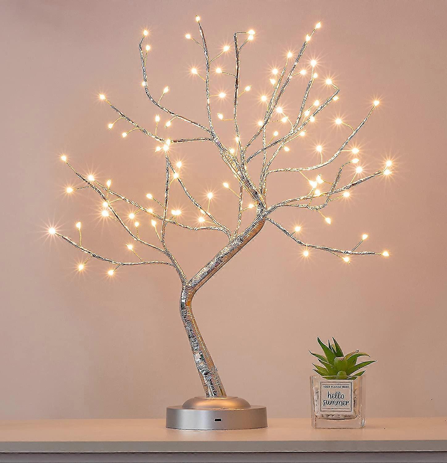 Bonsaï Tree Light, LED Tree Lamp Timer, USB & Battery Operated, Branches réglables Arbre artificiel éclairé pour la maison