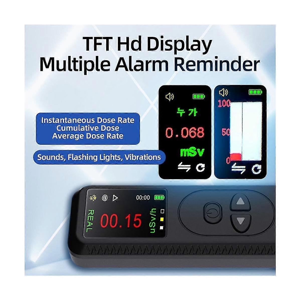 Geiger Counter Rechargeable Nuclear Radiation Detector Personal Dosimeter Detector TFT Radioactive