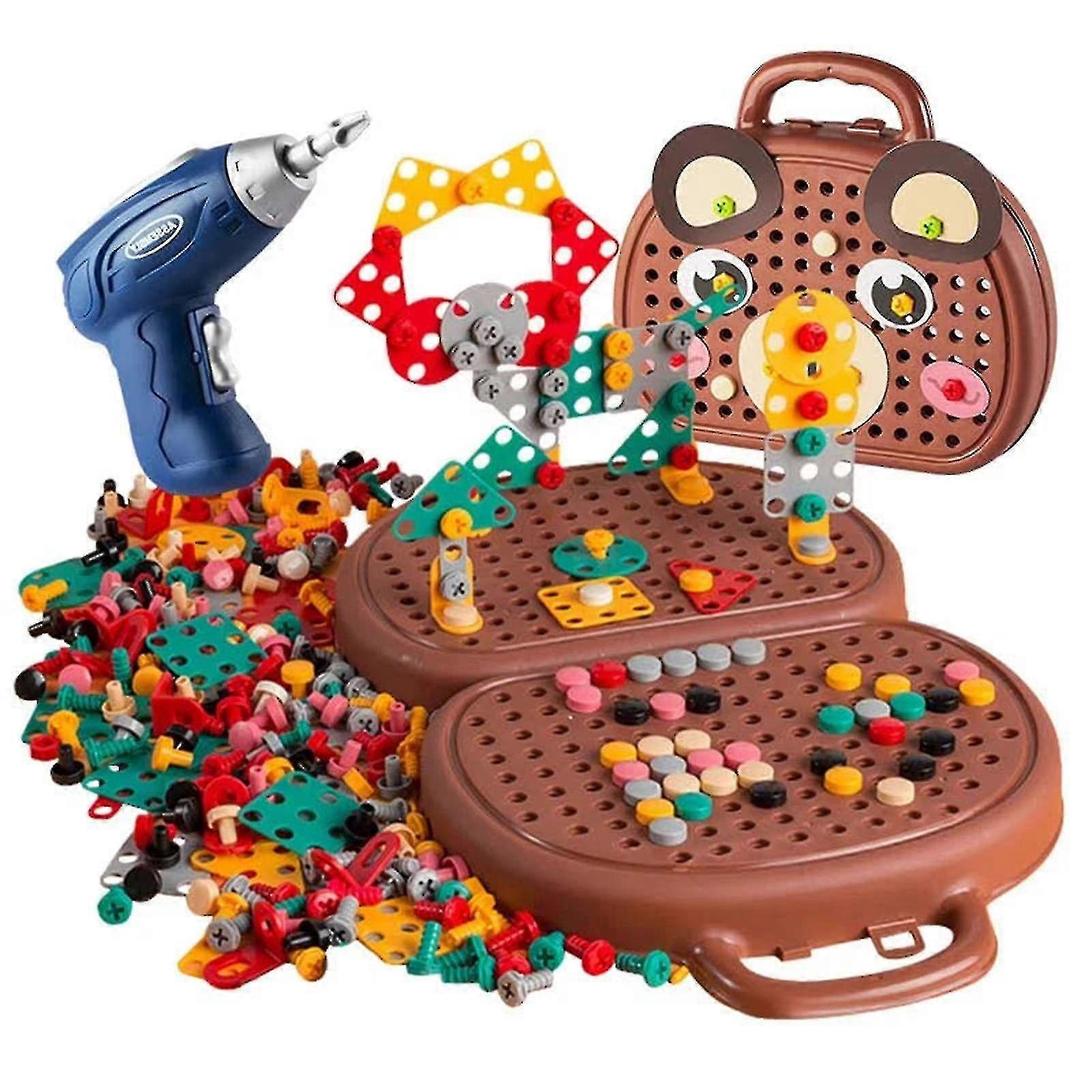Educational Tools Toy With Drill Children Gift Wooden Tool Set Building Block Multi-color Optional