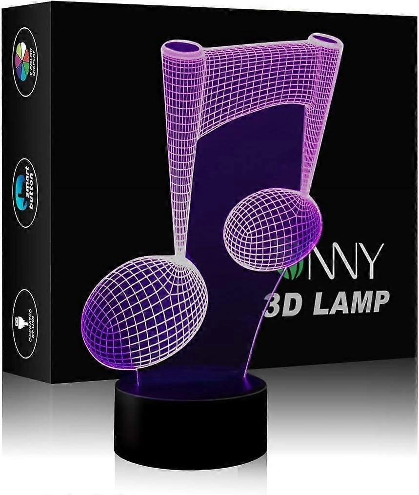 Music Note 3D Illusion LED Night Lamp Desk Lamp 3D Optical Illusion Visualization LED Night Lights Table Lamp 7 Colors Multicolored USB Power for Livi