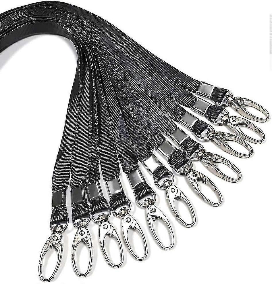 50 stk. snore Sort snor til Id Badges Nylon Lanyard Bulk Clip Drejekrog til Office Id Badges Nøgleringe Sort -