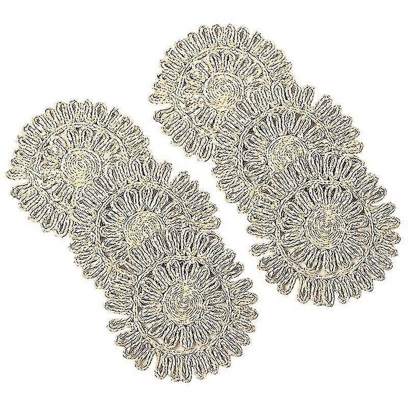 6pcs Woven Placematnatural Handmade Straw Placemat Compatible With Dining Table