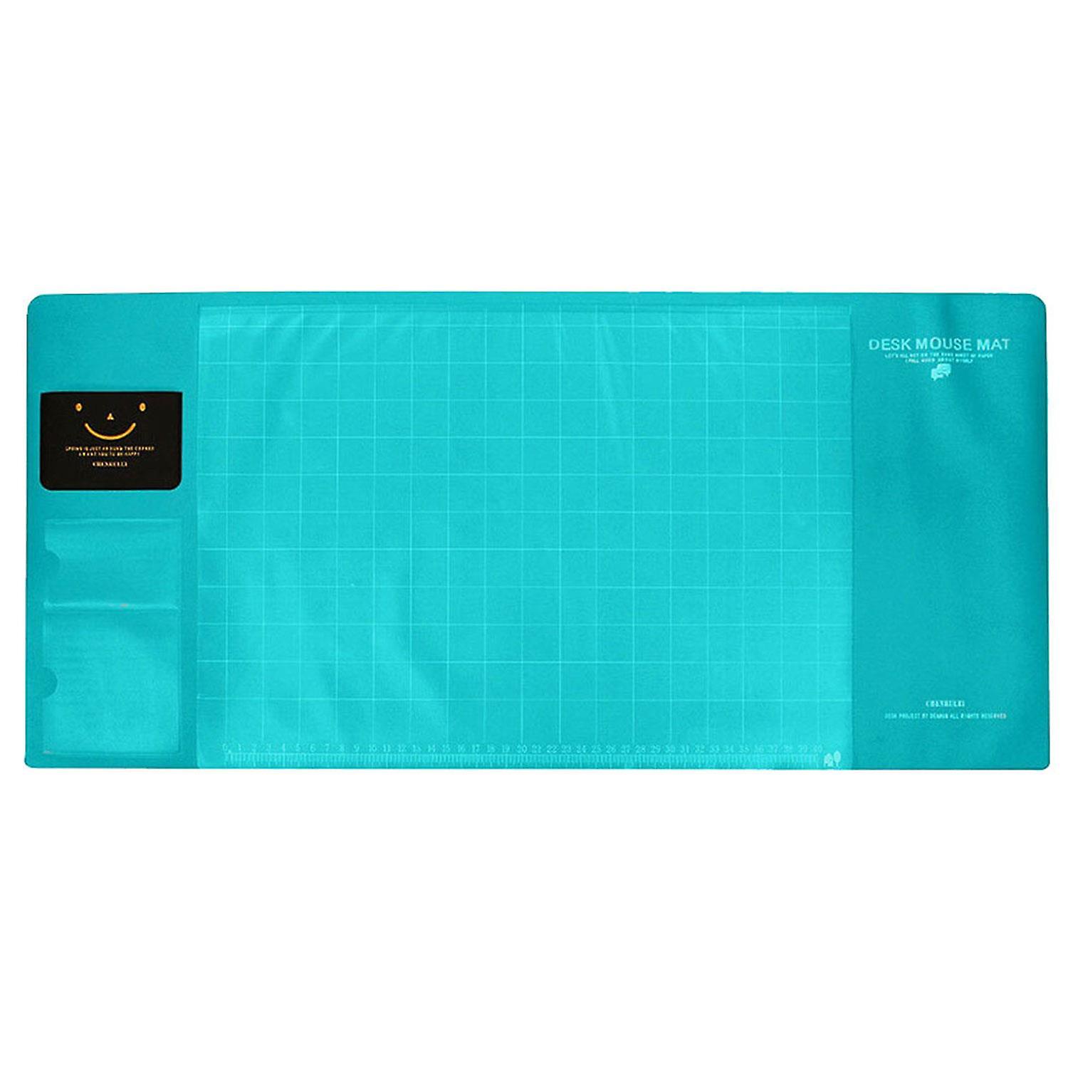 AQ Multifunctional Office Desk Mouse Mat Eco-Friendly PVC+DS Materials - Blue