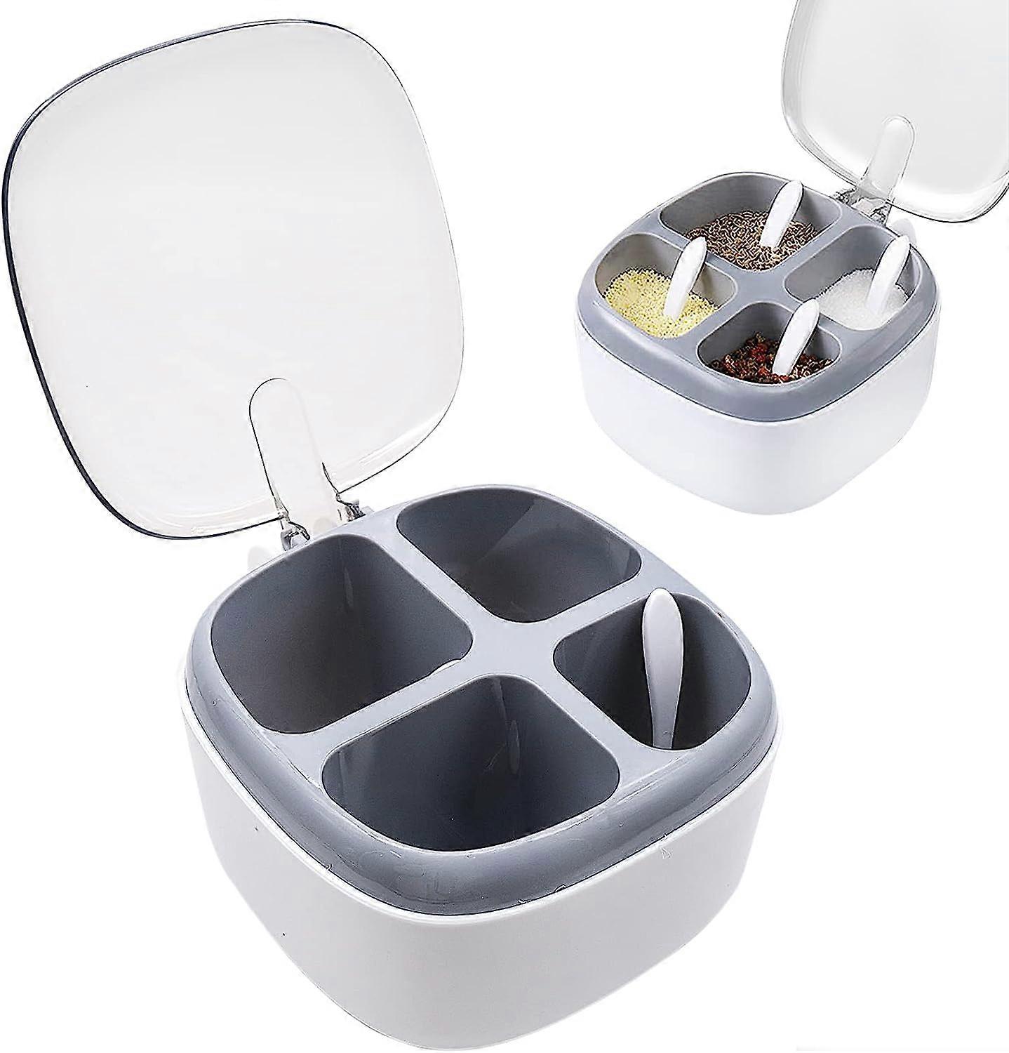 Set of 4 Spice Jars with Spoons and Lid 4 in 1 Kitchenware Durable Food Grade Polypropylene Material to Preserve Flavor