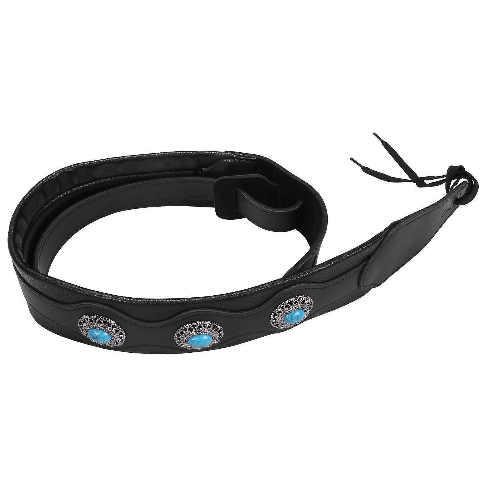 حزام الغيتار النمط العرقي الجلود قابل للتعديل الصوت الكهربائي باس حزام الغيتار حزام الغيتار اكسسوارات أسود