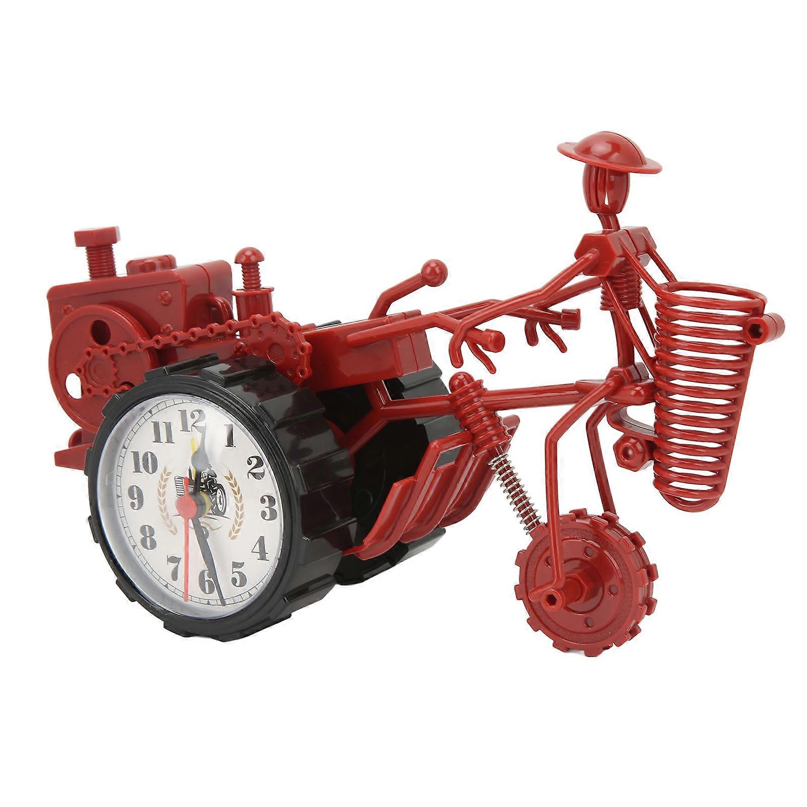 Red Tractor Shape Desktop Clock 23.5x14x10cm Plastic Accurate Time Setting Decorative Ornament