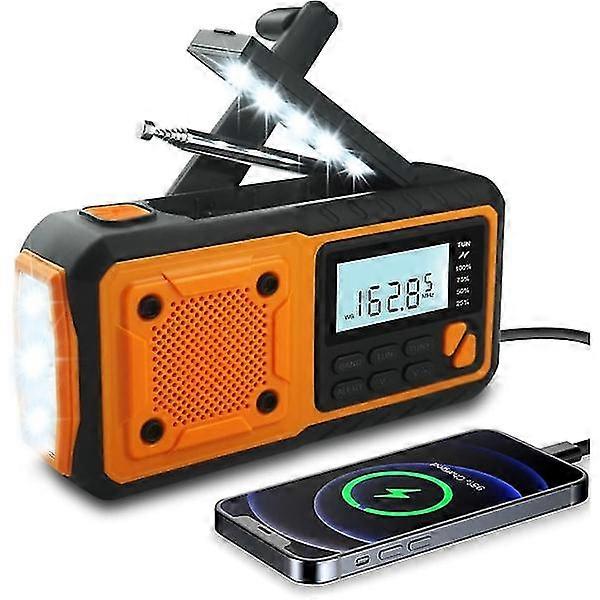 Vevradio, 4000mAh Power Bank Solar Hand Crank Radio, AM/FM/WB/NOAA och Alert Portable Weather Radio
